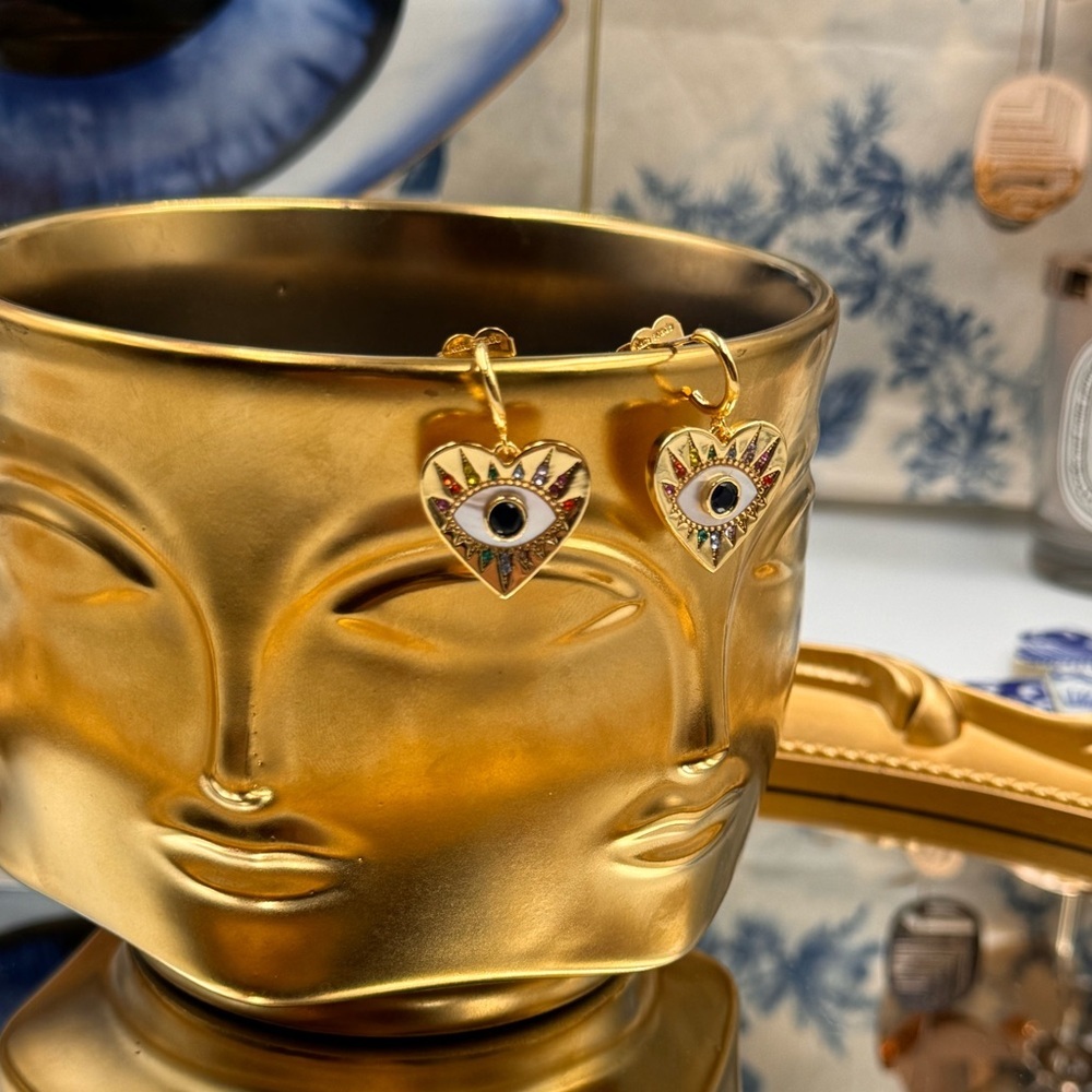 🆕 KATE SPADE 🧿 NWT Evil Eye Huggie Drop Earrings - Picture 11 of 16